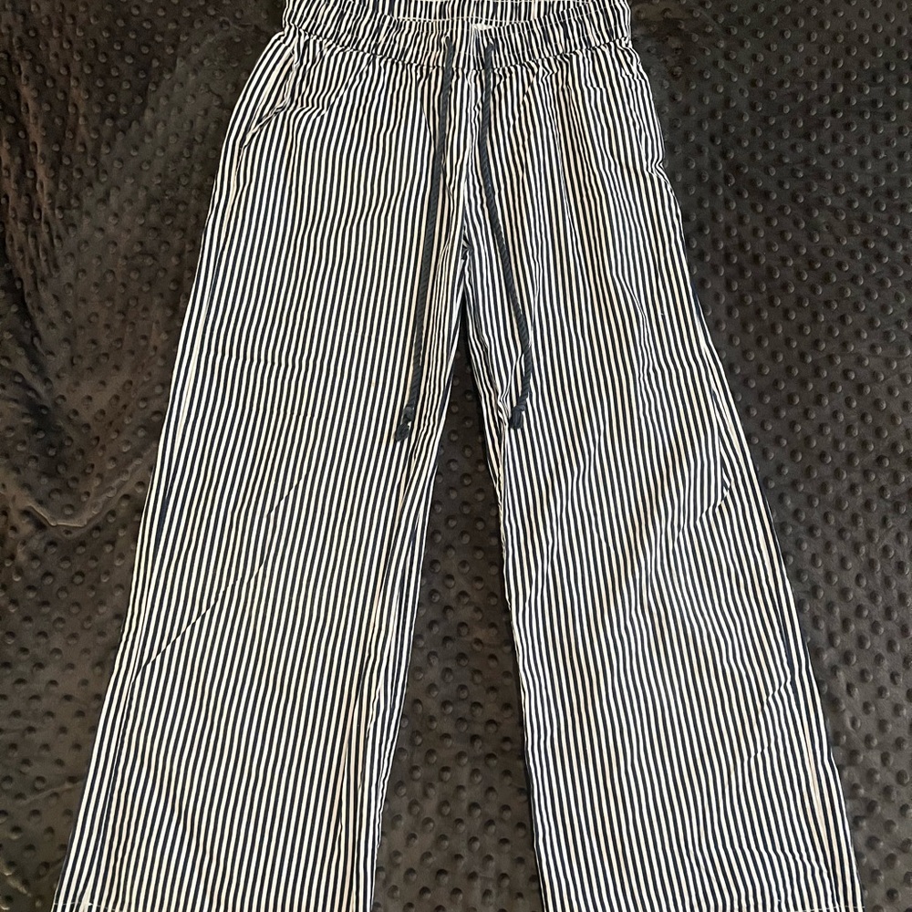 EDIKTED blue and white striped pants